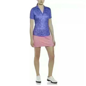 GRAND SLAM | Women's Blue/Pink Floral Short Sleeve V-Neck Golf Polo
